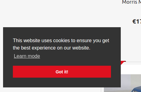 Website shows cookie - notice