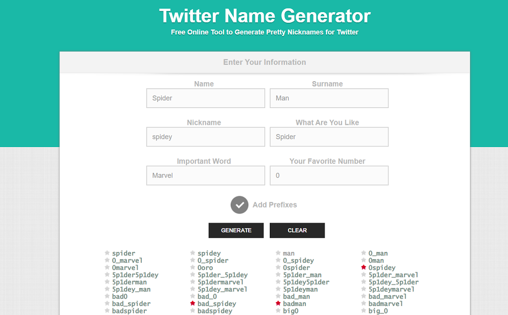 Twitter Name Generator- Twitter handle generator