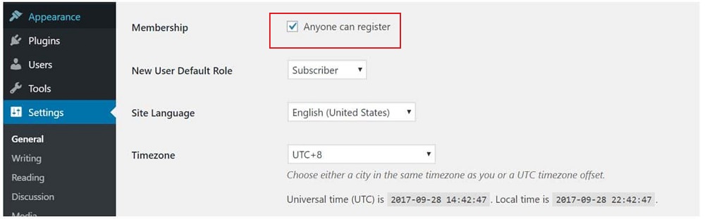 User registration on WordPress