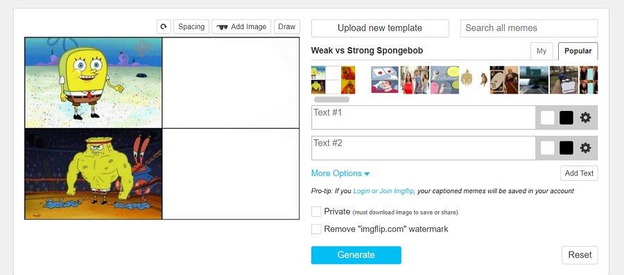 weak vs strong spongebob template