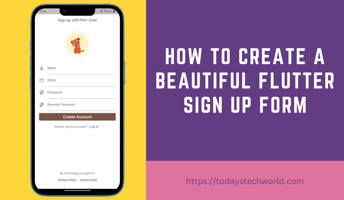 how to create a flutter sign up form page - v2